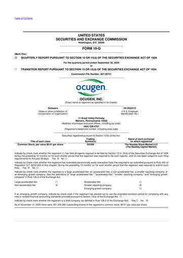 Thumbnail Ocugen 10-Q Quarterly Report FY2024 