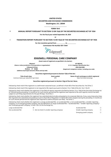 Thumbnail Edgewell Personal Care
 10-K Annual Report 2024