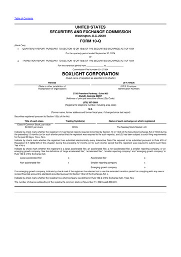 Miniature Boxlight
 10-Q Rapport trimestriel 2024 