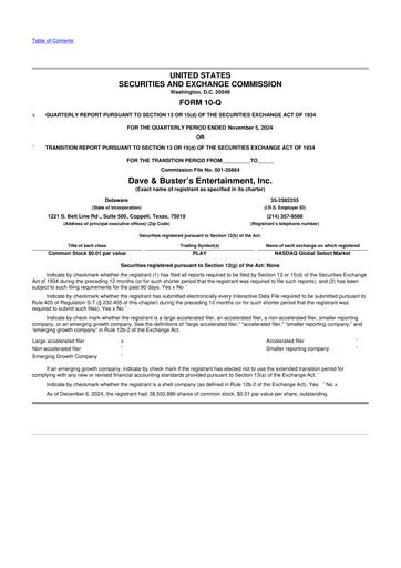 Thumbnail Dave & Buster's
 10-Q Quarterly Report FY2024 