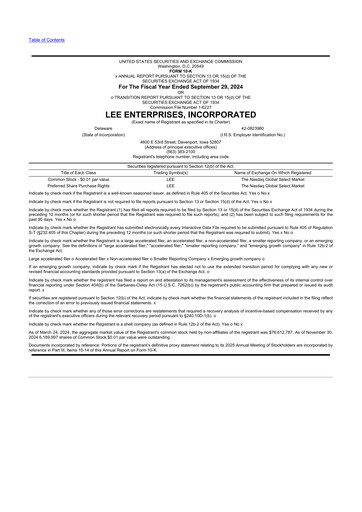 Thumbnail Lee Enterprises
 10-K Annual Report 2024