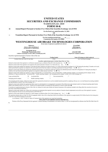 Thumbnail Wabtec 10-K Annual Report 2024