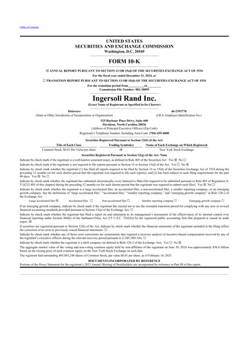 Thumbnail Ingersoll Rand 10-K Annual Report 2024