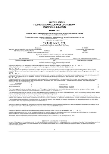 Thumbnail Crane NXT 10-K Annual Report 2024