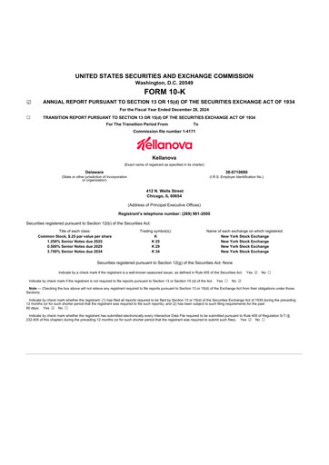 Thumbnail Kellanova 
 (Kellogg's) 10-K Annual Report 2024