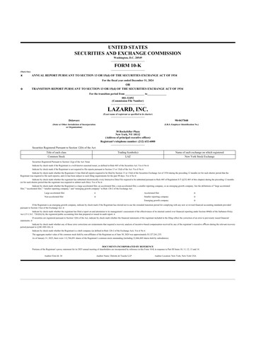 Thumbnail Lazard 10-K Annual Report 