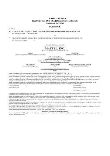 Thumbnail Mattel
 10-K Annual Report 2024