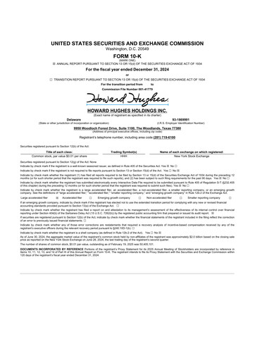 Thumbnail Howard Hughes Holdings
 10-K Annual Report 2024