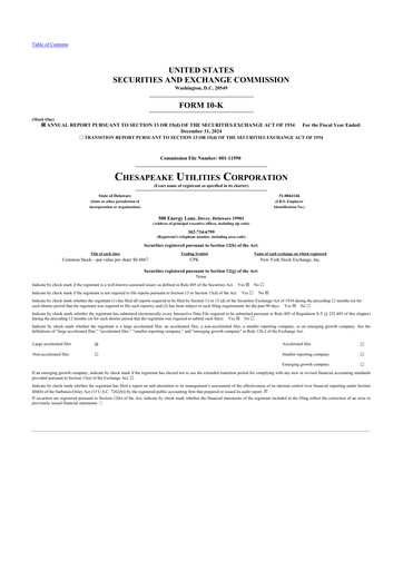 Thumbnail Chesapeake Utilities
 10-K Annual Report 2024