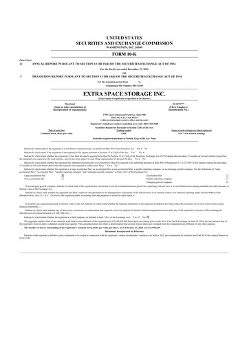 Thumbnail Extra Space Storage
 10-K Annual Report 2024