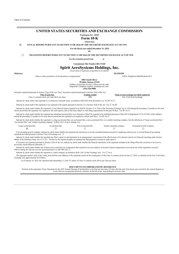 Thumbnail Spirit AeroSystems 10-K Annual Report 2024