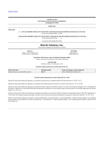 Vorschaubild Biolife Solutions
 10-K Jahresbericht 2024