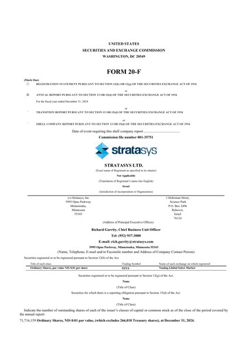 Thumbnail Stratasys 20-F Annual Report 2024