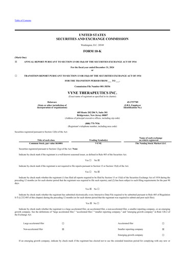 Thumbnail VYNE Therapeutics 10-K Annual Report 2024