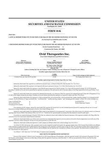 Thumbnail Ovid Therapeutics
 10-K Annual Report 2024