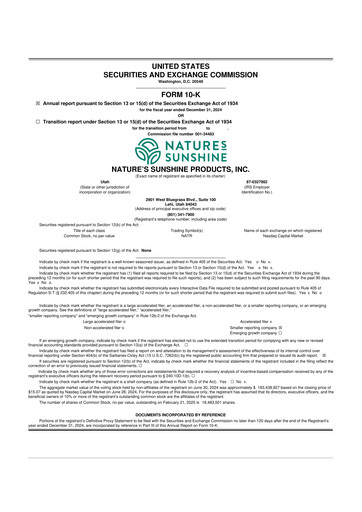 Thumbnail Nature's Sunshine Products 10-K Annual Report 2024