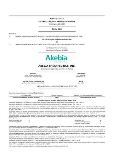 Thumbnail Akebia Therapeutics 10-K Annual Report 2024