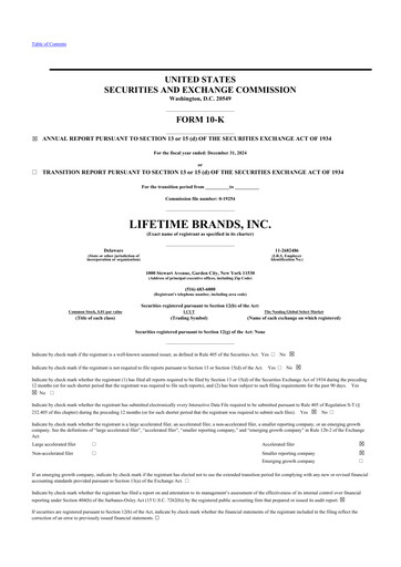 Thumbnail Lifetime Brands 10-K Annual Report 2024