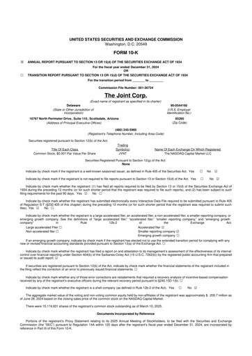 Miniature The Joint Corp. 10-K Rapport annuel 2024