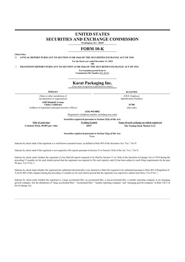 Thumbnail Karat Packaging 10-K Annual Report 2024