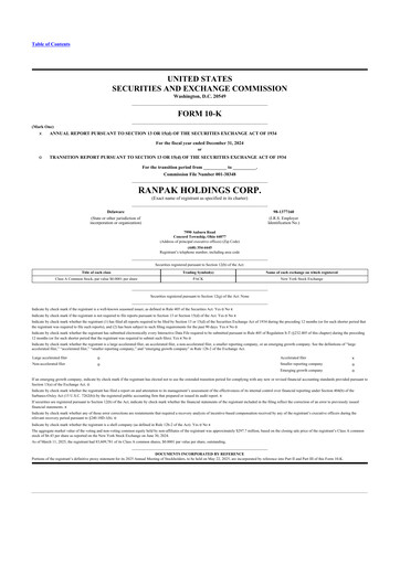 Miniature Ranpak 10-K Rapport annuel 2024