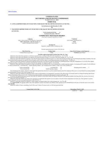 Thumbnail Community West Bancshares 10-K Annual Report 2024