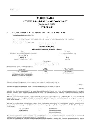 Thumbnail flyExclusive 10-K Annual Report 2024