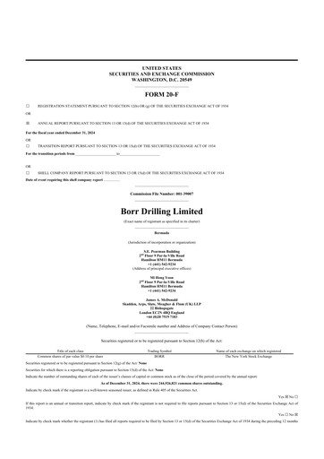 Thumbnail Borr Drilling
 20-F Annual Report 2024