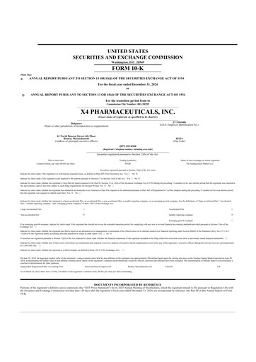 Thumbnail X4 Pharmaceuticals
 10-K Annual Report 2024