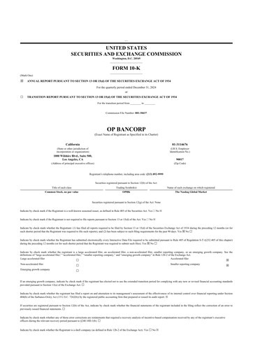 Thumbnail OP Bancorp (Open Bank) 10-K Annual Report 2024