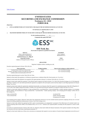 Miniature ESS Tech 10-K Rapport annuel 2024