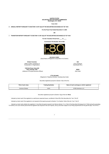 Thumbnail i-80 Gold 10-K Annual Report 2024