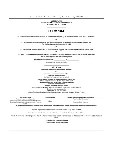 Thumbnail Azul 20-F Annual Report 2024