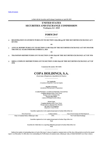 Thumbnail Copa Holdings
 20-F Annual Report 2024