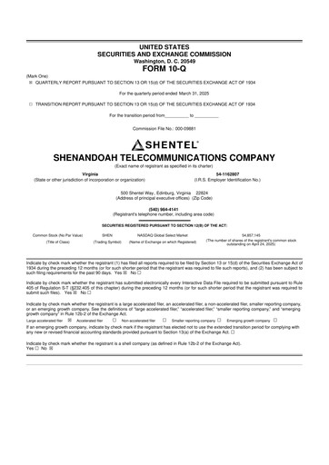 Thumbnail Shentel 10-Q Quarterly Report FY2025 