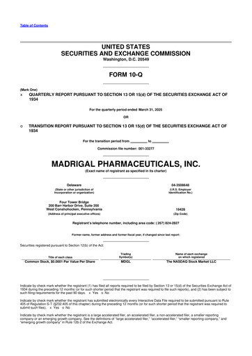 Thumbnail Madrigal Pharmaceuticals
 10-Q Quarterly Report FY2025 