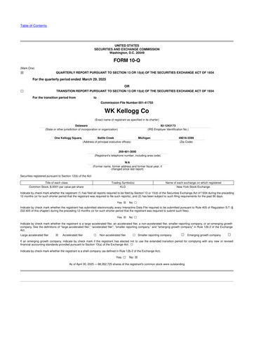 Thumbnail WK Kellogg 10-Q Quarterly Report FY2025 