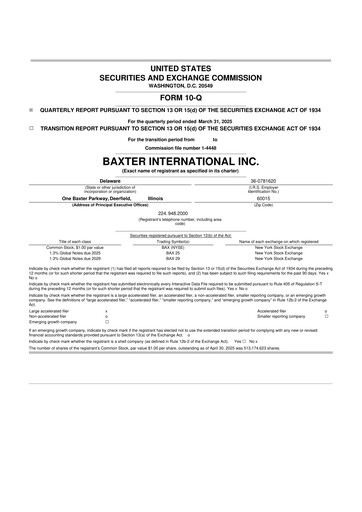 Miniature Baxter 10-Q Rapport trimestriel 2025 