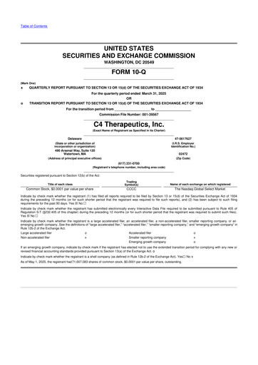 Thumbnail C4 Therapeutics 10-Q Quarterly Report FY2025 