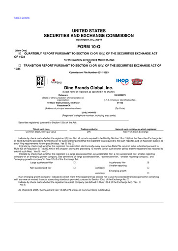 Thumbnail Dine Brands Global 10-Q Quarterly Report FY2025 