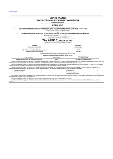 Miniature The AZEK Company
 10-Q Rapport trimestriel 2025 