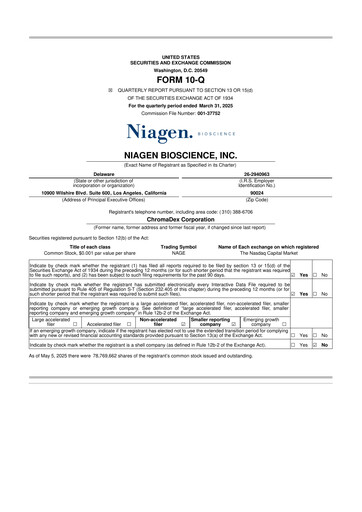 Thumbnail Niagen Bioscience 10-Q Quarterly Report FY2025 