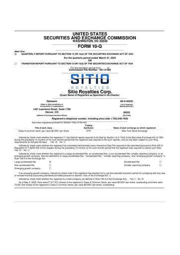 Thumbnail Sitio Royalties 10-Q Quarterly Report FY2025 