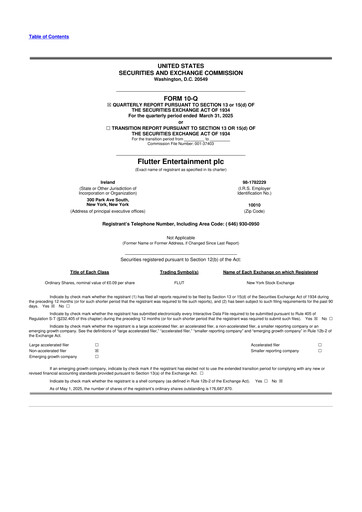 Thumbnail Flutter Entertainment 10-Q Quarterly Report FY2025 