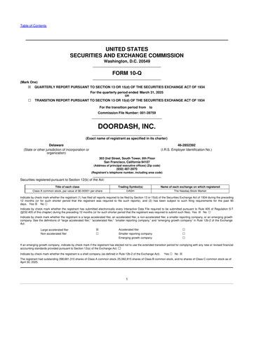 Miniature DoorDash 10-Q Rapport trimestriel 2025 