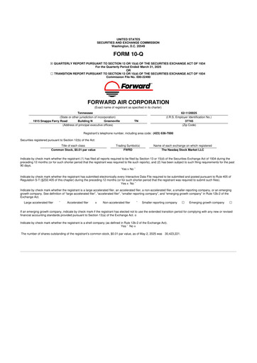 Thumbnail Forward Air 10-Q Quarterly Report FY2025 
