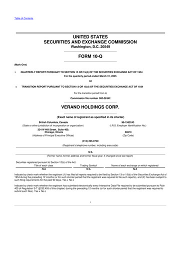 Vorschaubild Verano Holdings 10-Q Quartalsbericht 2025 