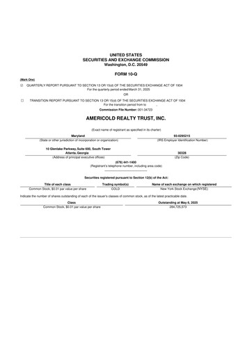 Thumbnail Americold 10-Q Quarterly Report FY2025 