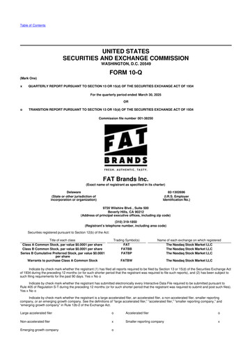 Miniature FAT Brands 10-Q Rapport trimestriel 2025 