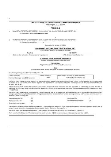 Thumbnail Richmond Mutual Bancorporation 10-Q Quarterly Report FY2025 